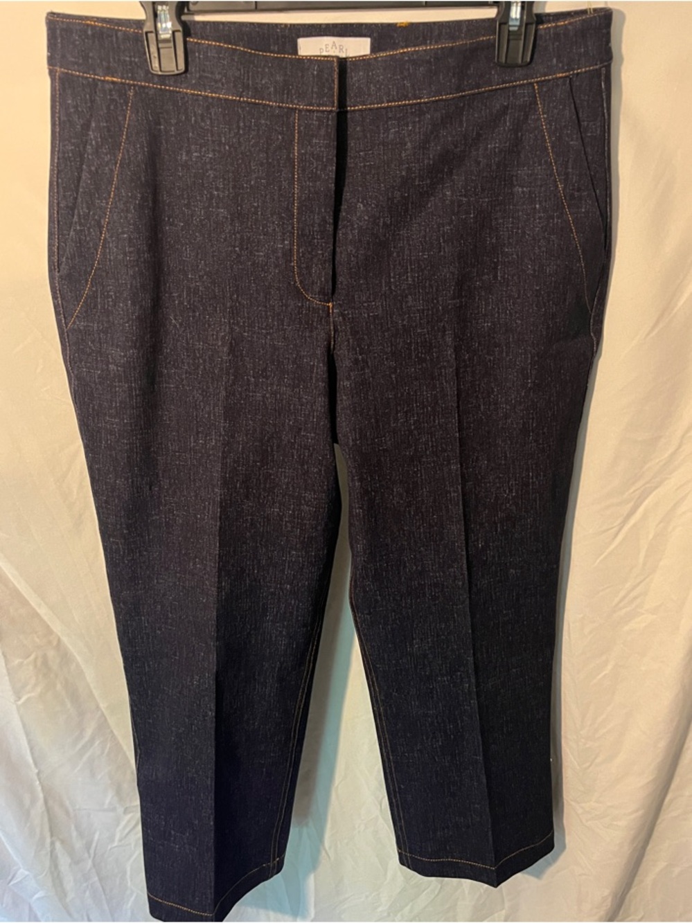 Pearl by Lela Rose Dark Indigo Denim Straight-Leg Cropped Jeans